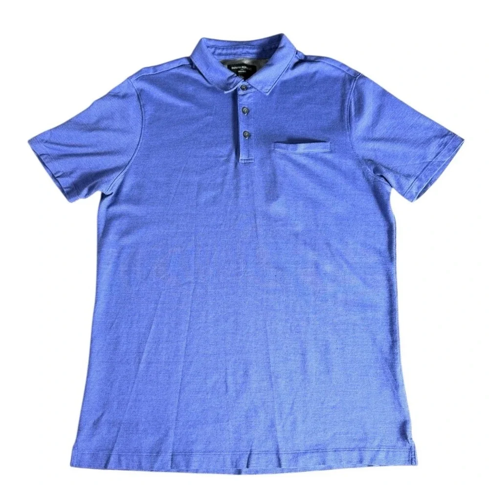 Banana‎ Republic Dress Polo Shirt Mens Size L Blue Business Casual Short Sleeve